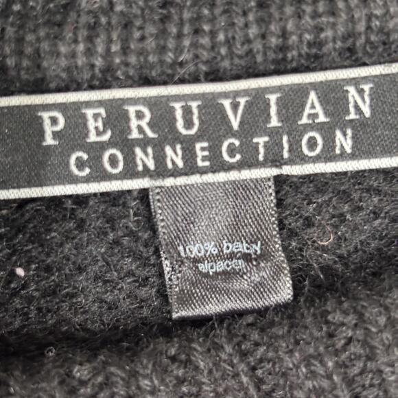 Peruvian Connection 100% Alpaca Poncho OS Turtleneck Black Gold Rust Comfy Cozy - Picture 7 of 9